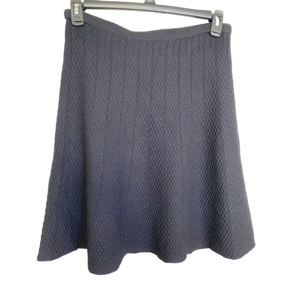 Cabi Womens Amelie Skater Circle Skirt Textured Ribbed Flare Black Knit Size M - Picture 1 of 8